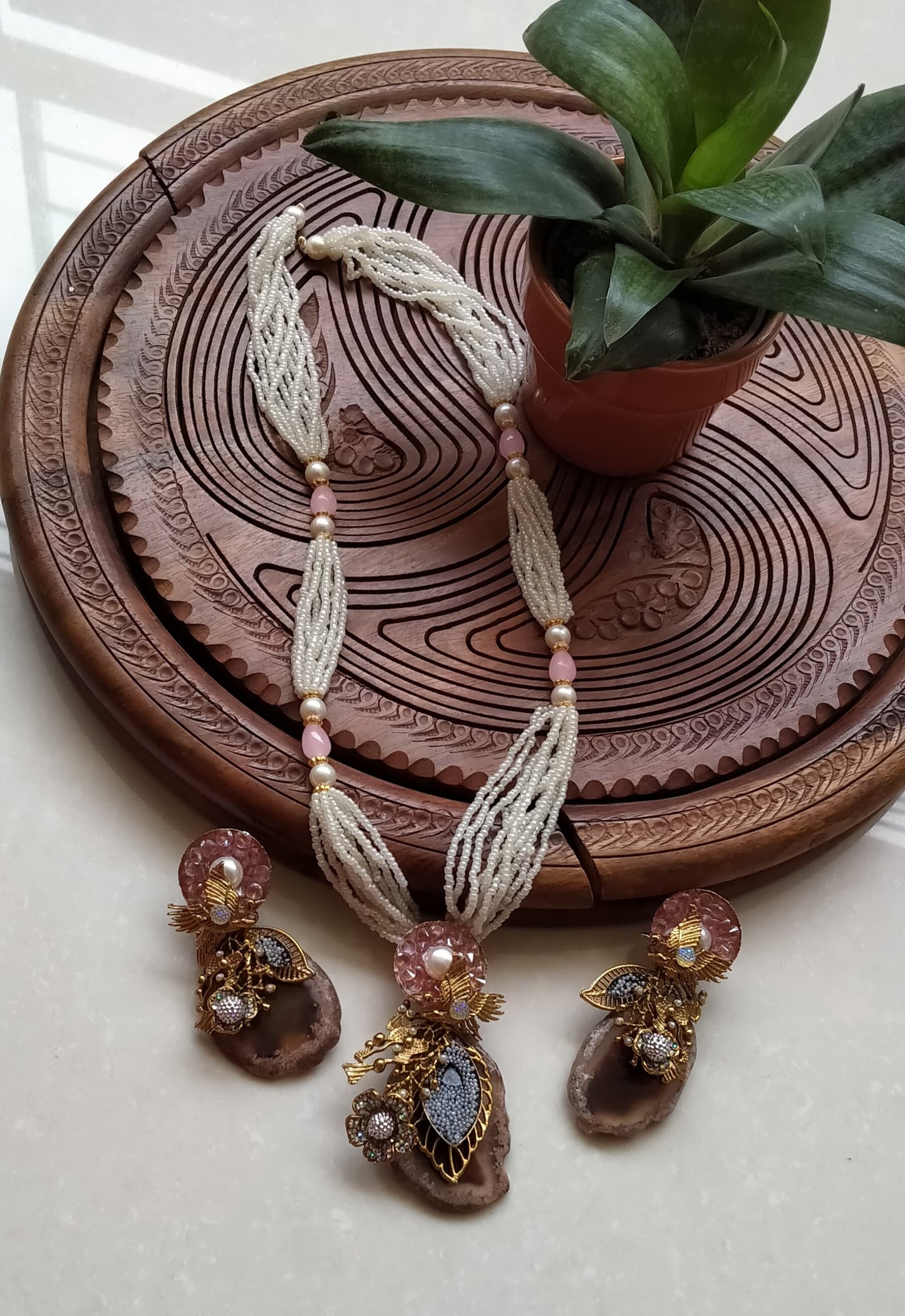 *Handmade Turkish work with Aqeaeq stone mala set