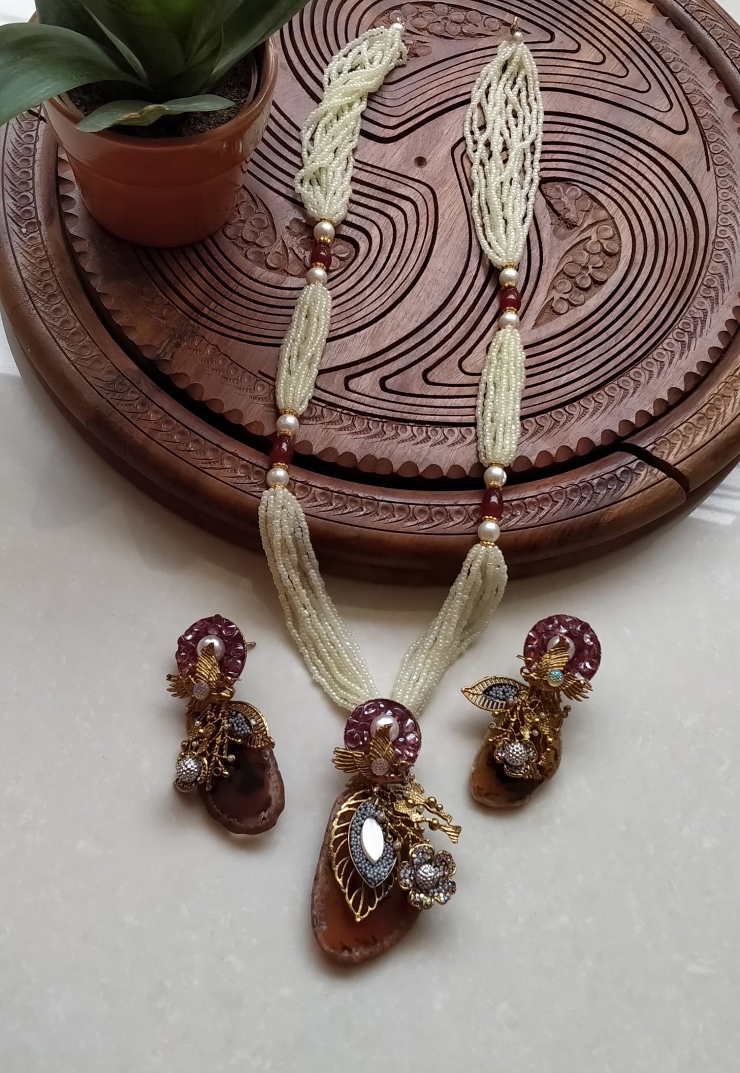 *Handmade Turkish work with Aqeaeq stone mala set